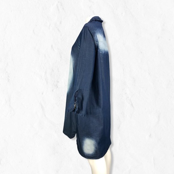 NWOT Denim Easel Distressed Button Up Shirt Dress - Picture 8 of 14